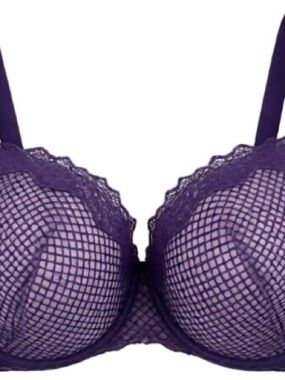 Adore Me Purple Lace & Mesh Underwire Bra